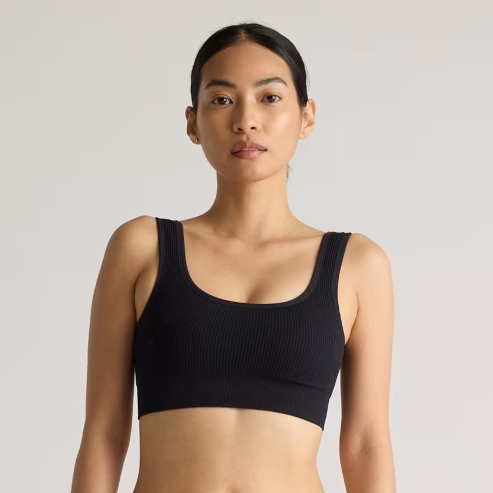 NEW QUINCE Pack Of 2 Comfort Rib Tank Bralettes Black 15